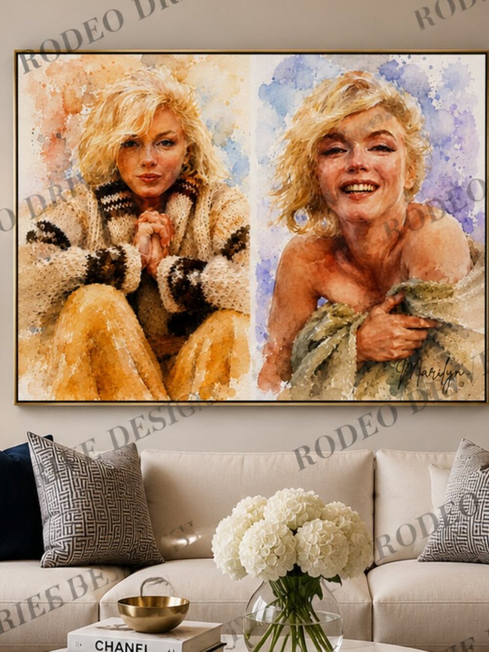 MARILYN MONROE WATERCOLOR PORTRAIT 20x16 One of Kind